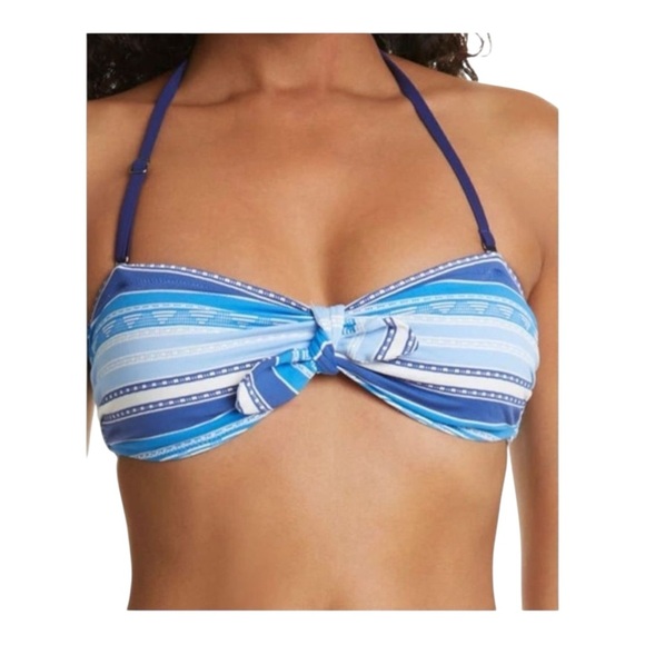 Lemlem Eshal Tie Front Bandeau Bikini Top-Women in Blue NWT - Picture 1 of 8